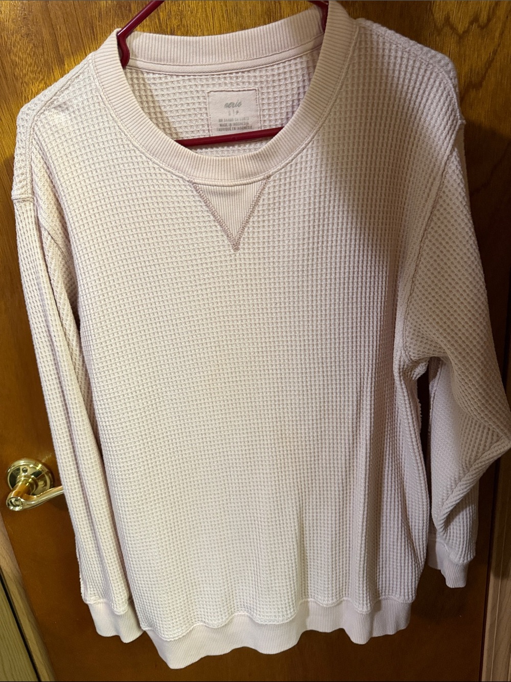 aerie Blush Pink Waffle Knit Pullover